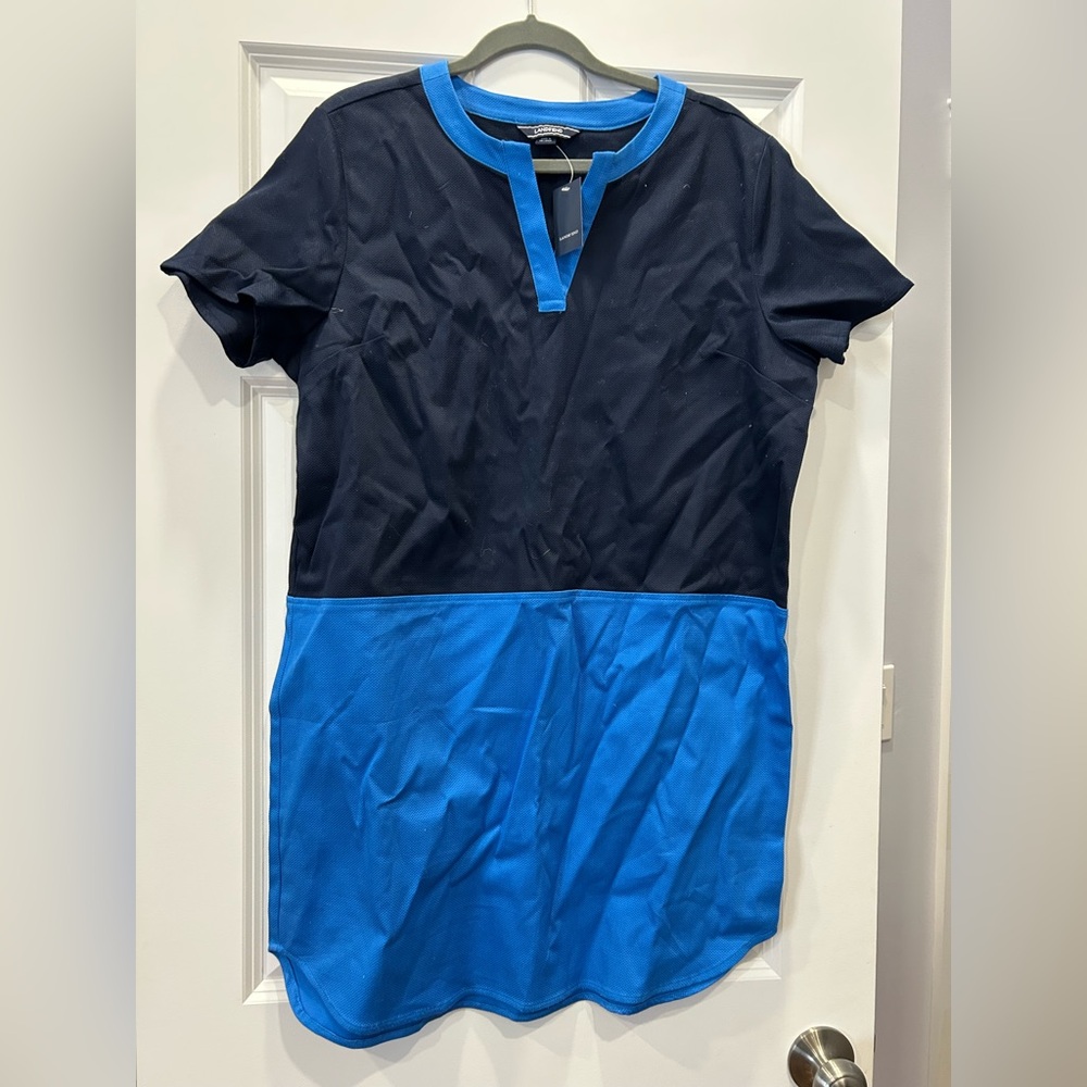 Lands' End Black and Blue V-Neck Top